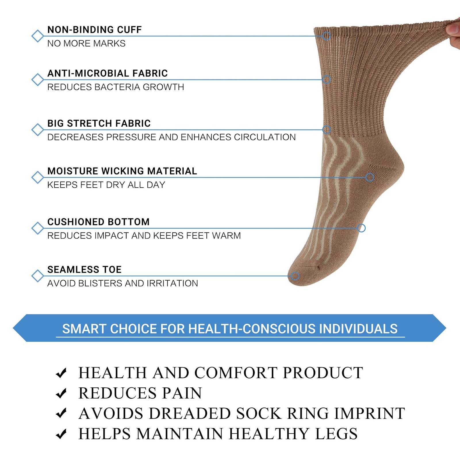 Cotton Non-Binding Crew Dress Socks with Cushion Sole (2 Pairs) - Image 23