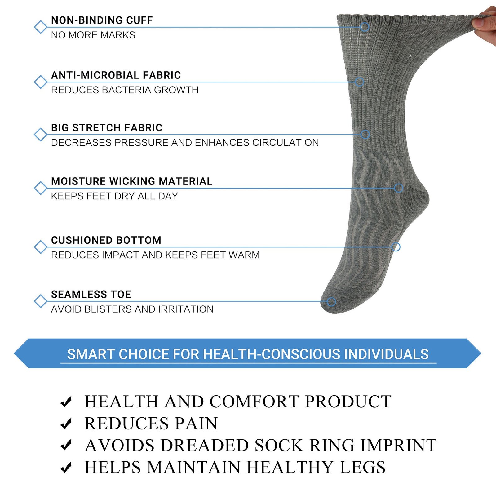 Cotton Non-Binding Crew Dress Socks with Cushion Sole (2 Pairs) - Image 36