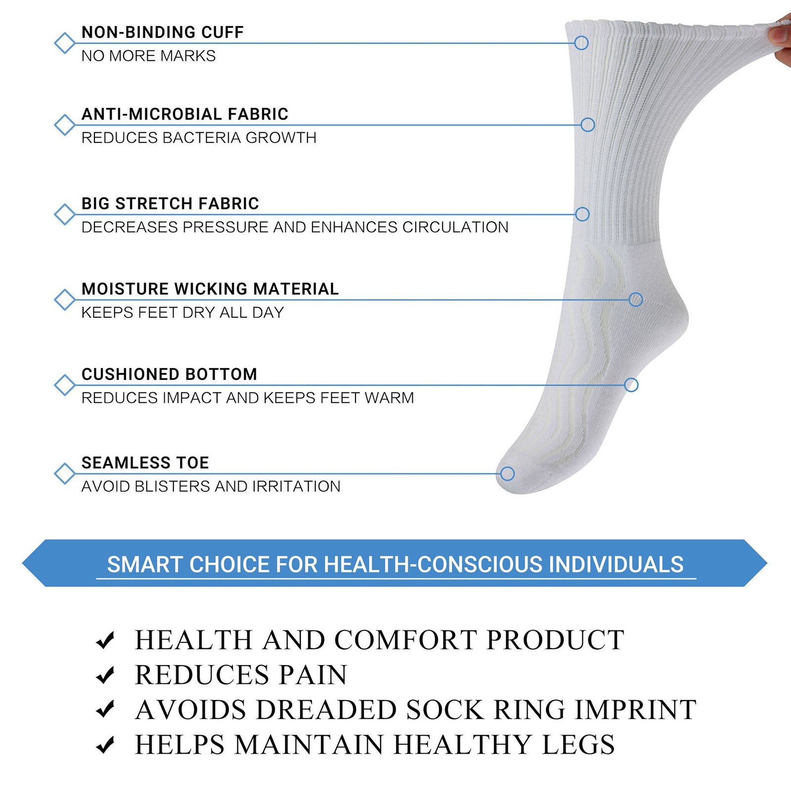 Cotton Non-Binding Crew Dress Socks with Cushion Sole (2 Pairs) - Image 41